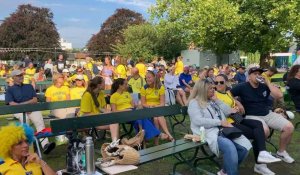 Demi-finale de la coupe du monde de football féminin: supporters suédois rassemblés à Malmö