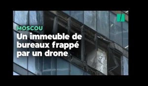 Les images d'un immeuble de bureaux à Moscou frappé par une nouvelle attaque de drones