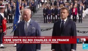 Visite de Charles III en France : cérémonie militaire à l'Arc de Triomphe