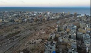 VUE AÉRIENNE : importants dégâts à Derna après le passage de la tempête Daniel