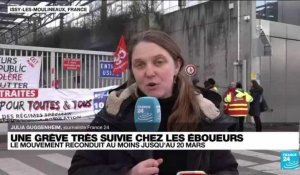 Réforme des retraites : mobilisation des éboueurs devant le centre d'incinération d'Issy-les-Moulineaux