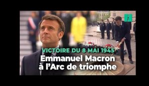 Commémorations du 8-Mai : les images de Macron sur les Champs-Elysées sous l’Arc de triomphe