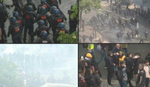 1er-mai: les forces de l'ordre tentent de disperser les manifestants arrivés à Nation