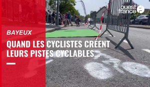 VIDÉO. À Bayeux, une opération "création de pistes cyclables" devant le lycée Alain-Chartier