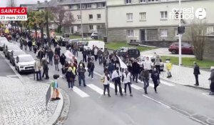 VIDÉO. Manifestation du 23 mars à Saint-Lô : près de 2 000 manifestants contre la réforme des retraites