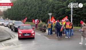 VIDÉO. Réforme des retraites : à Granville, un barrage sur le rond-point de la route d'Avranches 