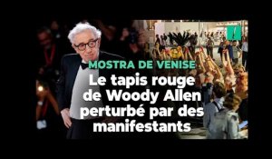 Le tapis rouge de "Coup de chance" de Woody Allen à Venise perturbé par des manifestants