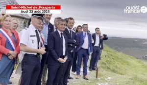 VIDÉO. Le ministre Gérald Darmanin découvre l’hélicoptère bombardier d’eau du Finistère