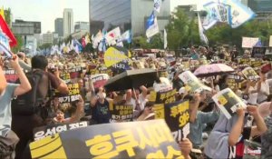 Des Sud-Coréens manifestent contre le rejet en mer de l'eau de Fukushima
