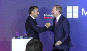 Sommet Choose France : Emmanuel Macron visite l'entreprise Microsoft