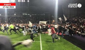 VIDÉO. Au coup de sifflet final, des milliers de supporters d’Angers Sco envahissent la pelouse