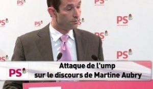 Attaques de l'UMP  sur le discours de Martine Aubry