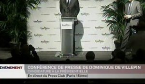 EVENEMENT,Discours de Dominique de Villepin au Press Club de France