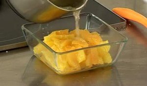 Recette de soupe d'oranges et clémentines aux mangues, crumble aux marrons glacés