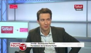 Guillaume Peltier : « Nous [la Droite Forte] proposons un choc psychologique très fort, (…) si on veut garder notre modèle social, il faut travailler davantage,  (…) nous proposons [donc] la semaine des 40 heures. »
