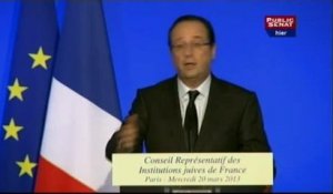 EVENEMENT, Discours de François Hollande au dîner du CRIF