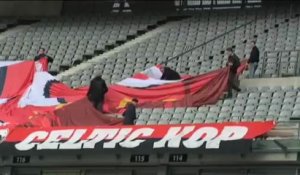 Le bagad Cesson s'échauffe au Stade de France