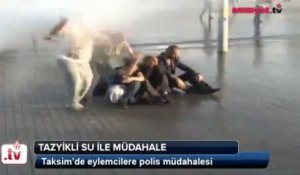 Canon à eau sur un manifestant en Turquie