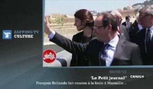 Zapping TV : à Marseille, François Hollande salue une foule imaginaire