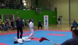 Karate : un KO sur un coup de pied retourné