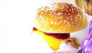 Peinture très réaliste d'un Cheeseburger