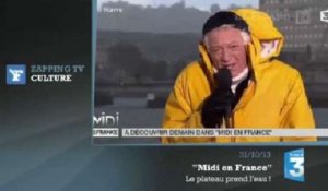 Zapping TV : un déluge s'abat en direct sur le plateau de France 3