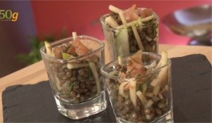 Recette de Salade de lentilles, saumon fumé et pomme Granny - 750 Grammes