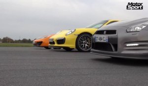 Départ arrêté :  911 Turbo S VS McLaren 12C VS  GT-R