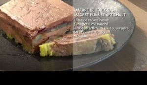 Recette de Marbré de foie gras, magret fumé et artichaut - 750 Grammes