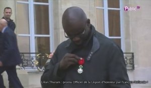 Exclu video : Lilian Thuram, élevé au grade d'Officier de la Légion d'honneur, apparaît souriant et détendu sur le perron de l'Elysée... mais...