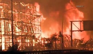 Incendie impressionnant à LOS ANGELES Downtown 8 dec 2014