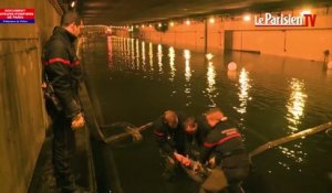Inondation spectaculaire sous le tunnel  du Parc des Princes