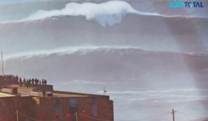 NAZARE, plus grose vague du monde (30m), surfées le 11 dec par les plus fous des surfeurs du monde