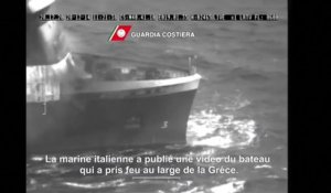 Les images du ferry en flammes au large de la Grèce