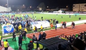 Victoire d'Avranches contre Lorient le samedi 3 janvier 2015 en 32e de finale de la Coupe de France.