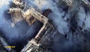 Ukraine : un drone filme l'aéroport de Donetsk en ruines