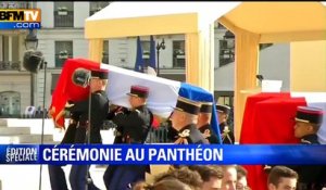 Les cercueils entrent au Panthéon au son du Chant des partisans