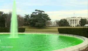 La fontaine de la Maison-Blanche en vert pour la Saint-Patrick