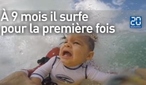 Un bébé de 9 mois surfe sa première vague avec son père