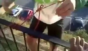 FAIL : Faire du rappel depuis son balcon sans savoir faire de nœuds