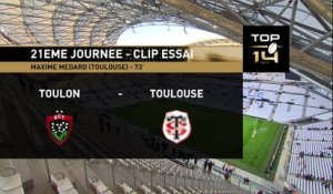 TOP14 - Toulon - Toulouse: Essai 2 Maxime Medard (TLS) - J21 - Saison  2014/2015