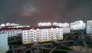 Tempête de poussière à Soligorsk, en Biélorussie
