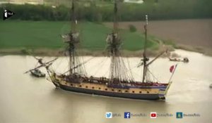 Le départ de l'Hermione vu d'hélicoptère