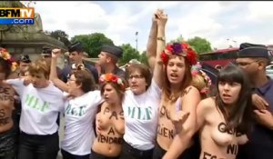 Les Femen manifestent devant le Parlement pour demander l’abolition de la prostitution