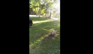 Un débile arrache une souche d'arbre avec son SUV : FAIL
