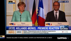 Grèce : François Hollande et Angela Merkel tendent la main à Alexis Tsipras : "La porte reste ouverte aux discussions"