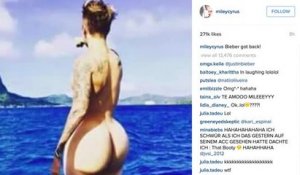 Miley Cyrus rit de Justin Bieber qui a partagé une photo de ses fesses