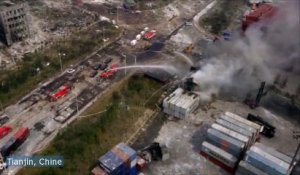 Tianjin : le site des explosions filmé par un drone