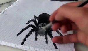 Cette peinture 3D d'une araignée vous fera sauter au plafond