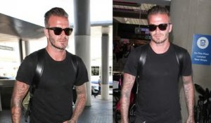 On peut voir le nouveau tatouage de David Beckham au-dessus son t-shirt
